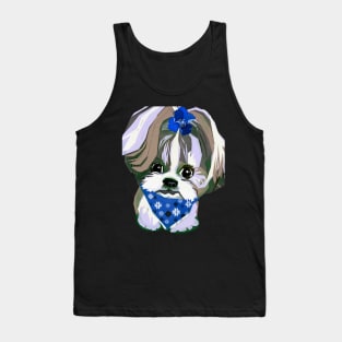 Shih Tzu Dog’s Cute Portrait in Digital Pop Art Style Tank Top